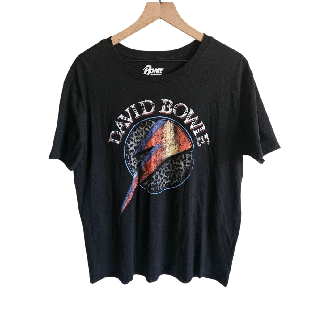 David Bowie Black Leopard Lightning Graphic Short Sleeve T-Shirt